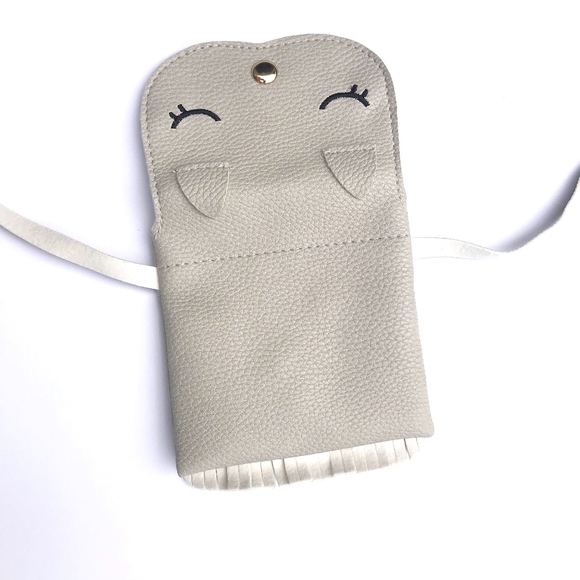 Little Girls Kitty Fringe Purse in Grey - Picture 4 of 7